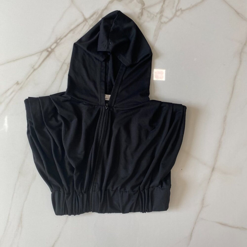 ROMA CONCEPT by Rosee Size L Black Sleeveless Hoodie Crop Sweatshirt Top - Picture 8 of 10